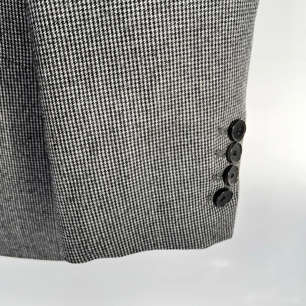Charles Tyrwhitt Mens‎ Sport Coat Black Check Yorkshire Tweed Wool Slim Fit 38S